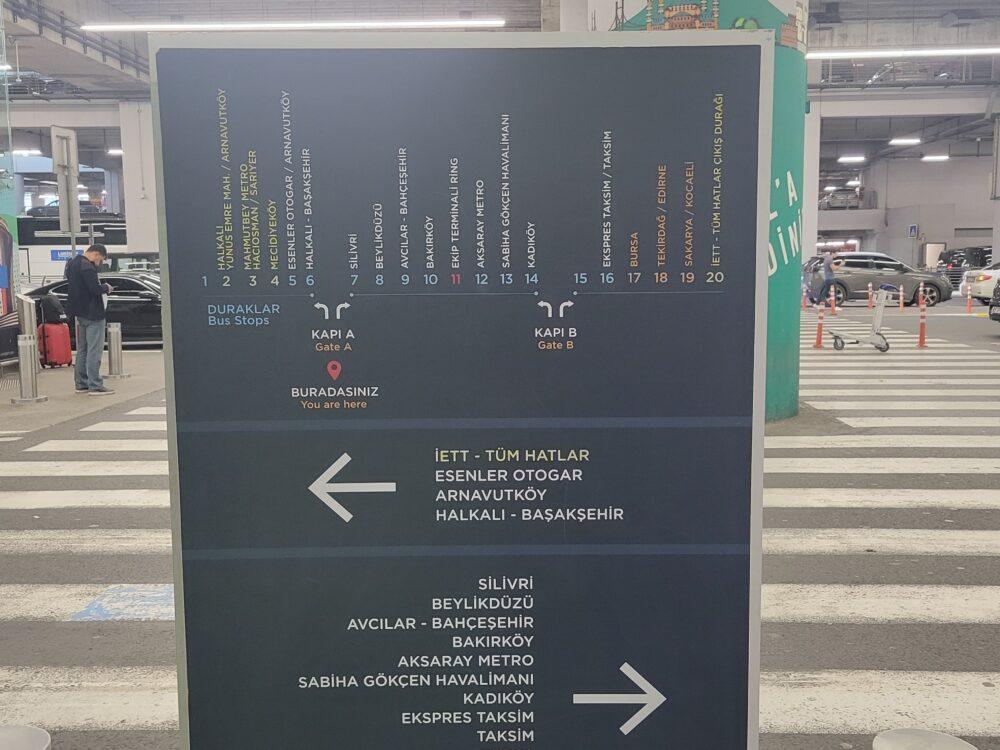 トルコ語で書かれたイスタンブール空港シャトルバスの案内板